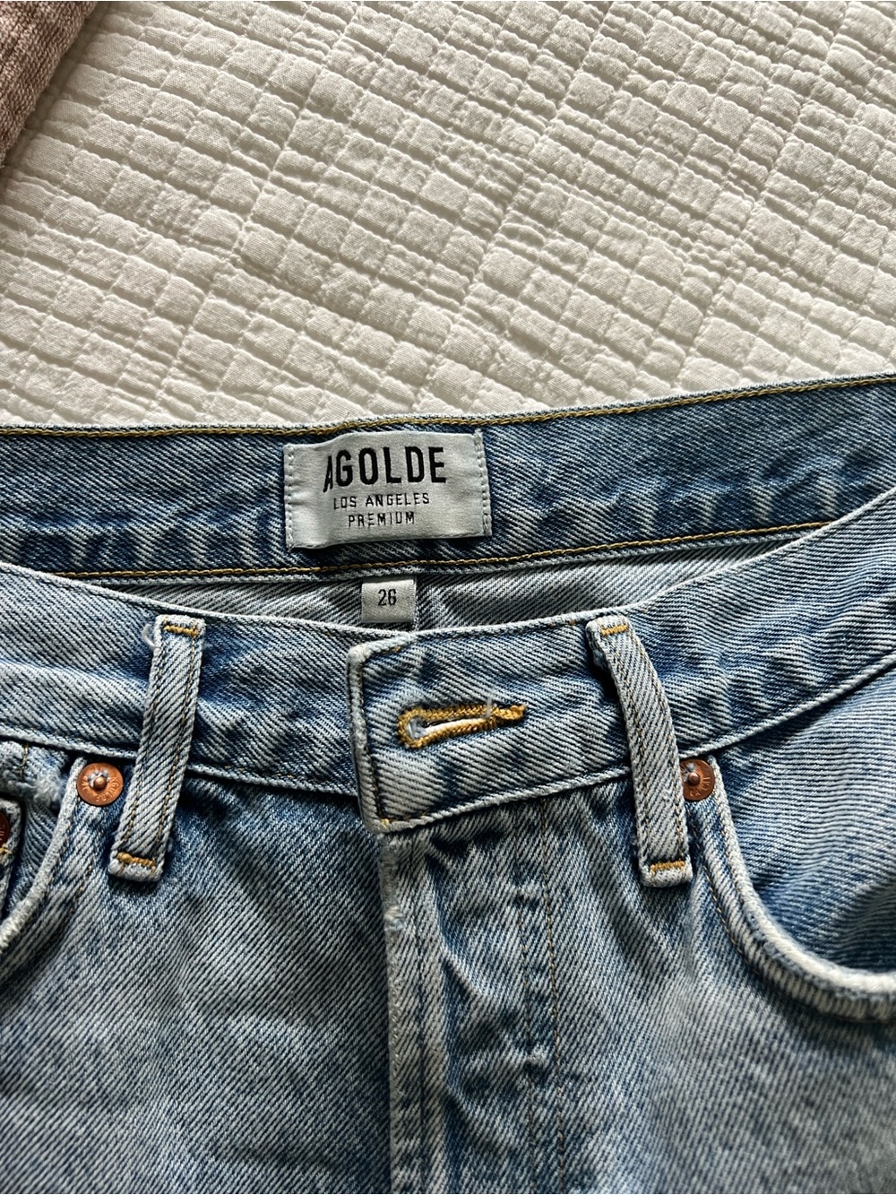 Agolde Light Blue Denim Jean Shorts